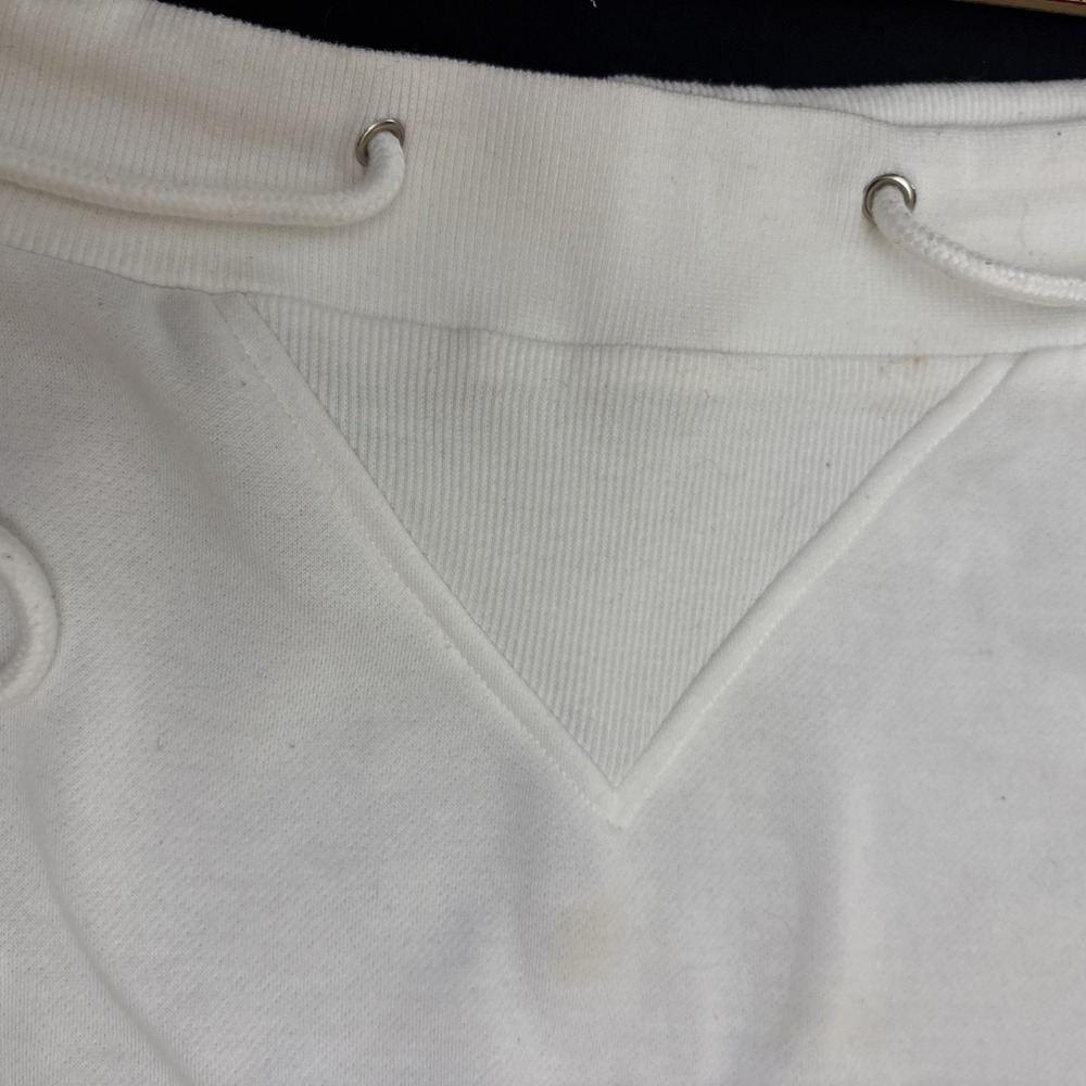 White Boat Neck Long Sleeve Sweatshirt Pullover ribbed V-insert Trim Large